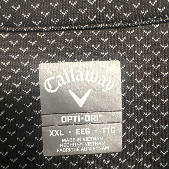 Callaway Golf Polo Shirt Opti Dri All Over Print Pattern Logo Mens 2XL XXL Black - Picture 5 of 8